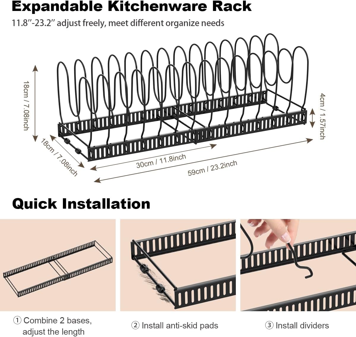 Pot and Pan Lid Organizer Holder Storage Rack