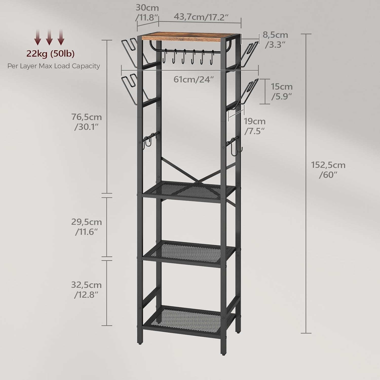 4-Tier Pot Rack, Pots and Pans Organizer for Kitchen Corner, Kitchen Storage Rack with U-Shaped Lid Holders
