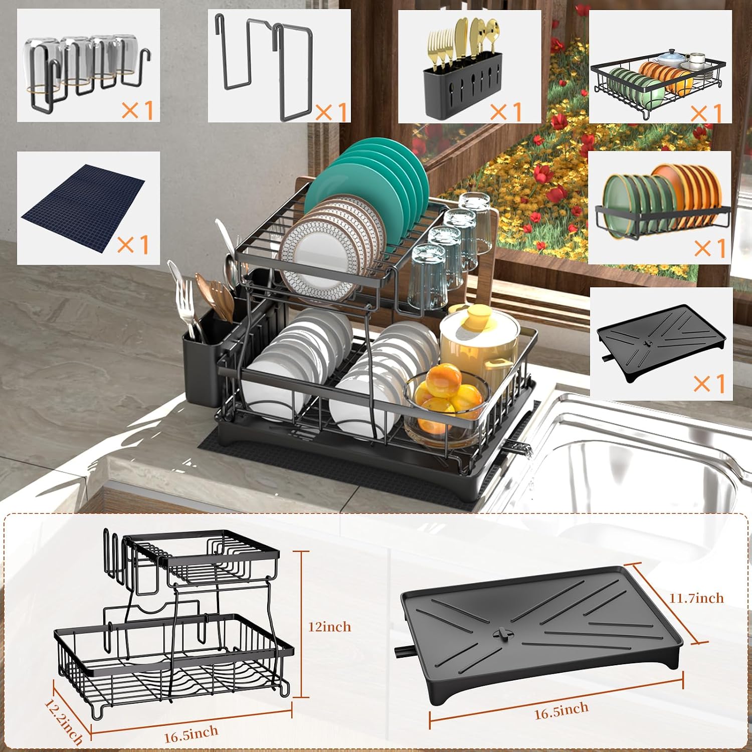 2-Tier Dish Drying Rack