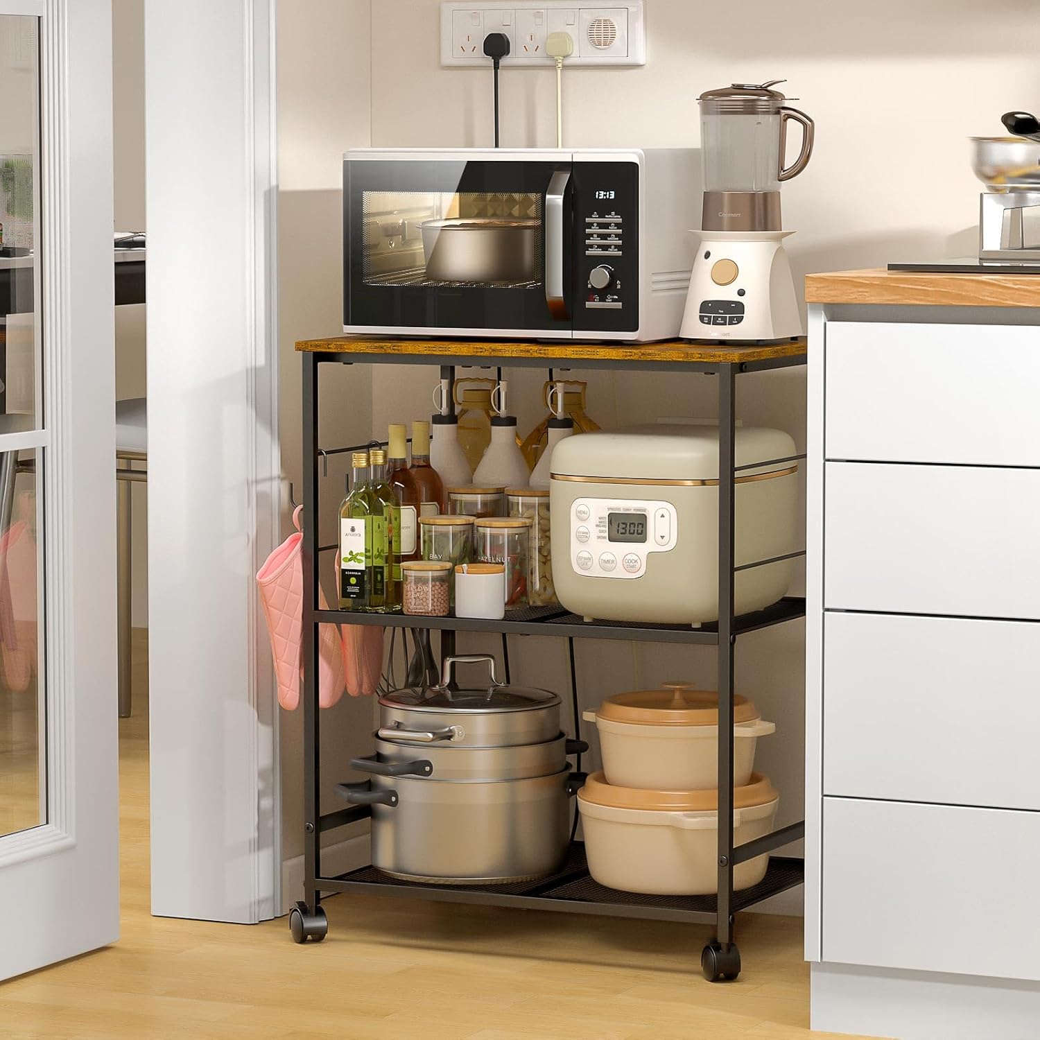 Rolling Kitchen Microwave Cart
