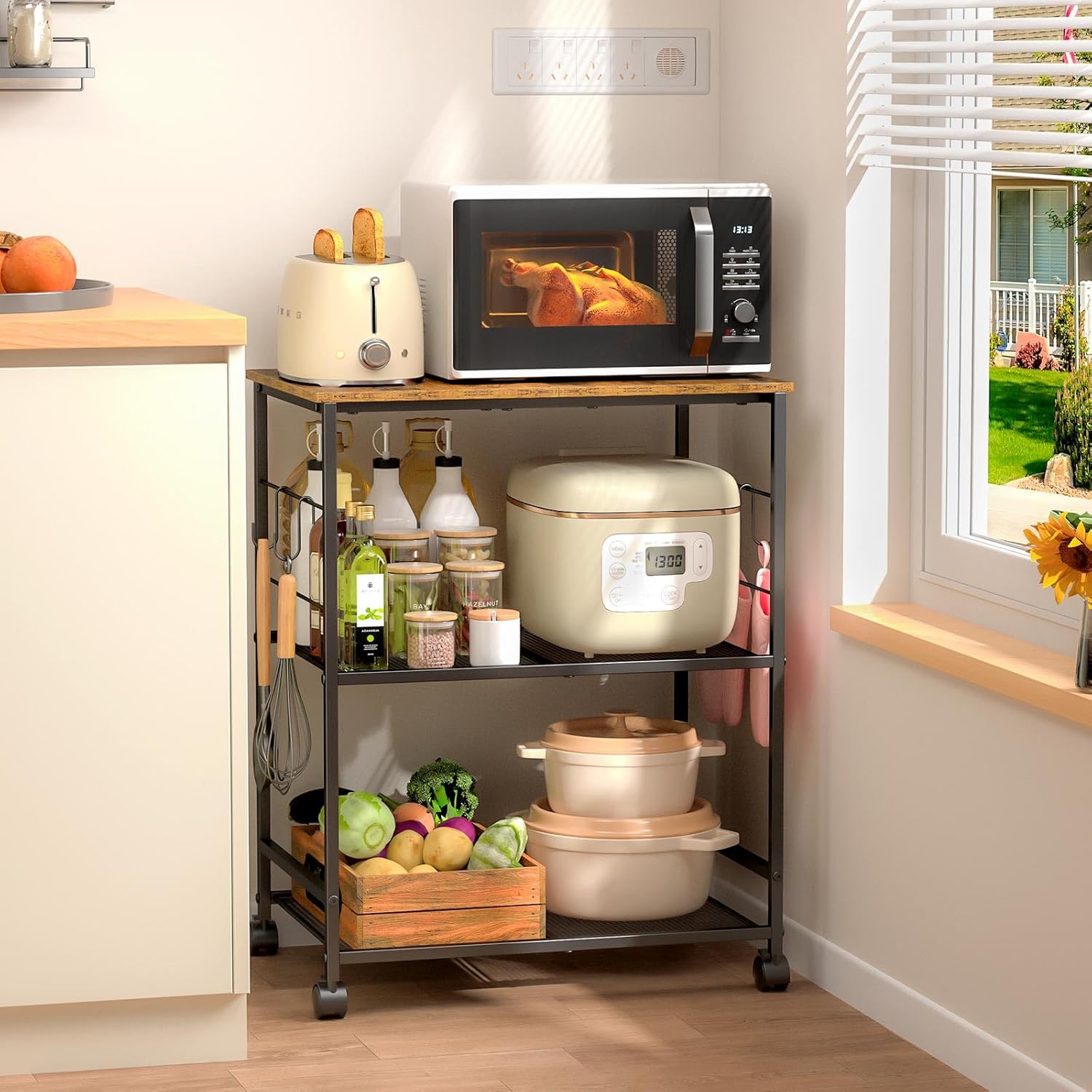 Rolling Kitchen Microwave Cart