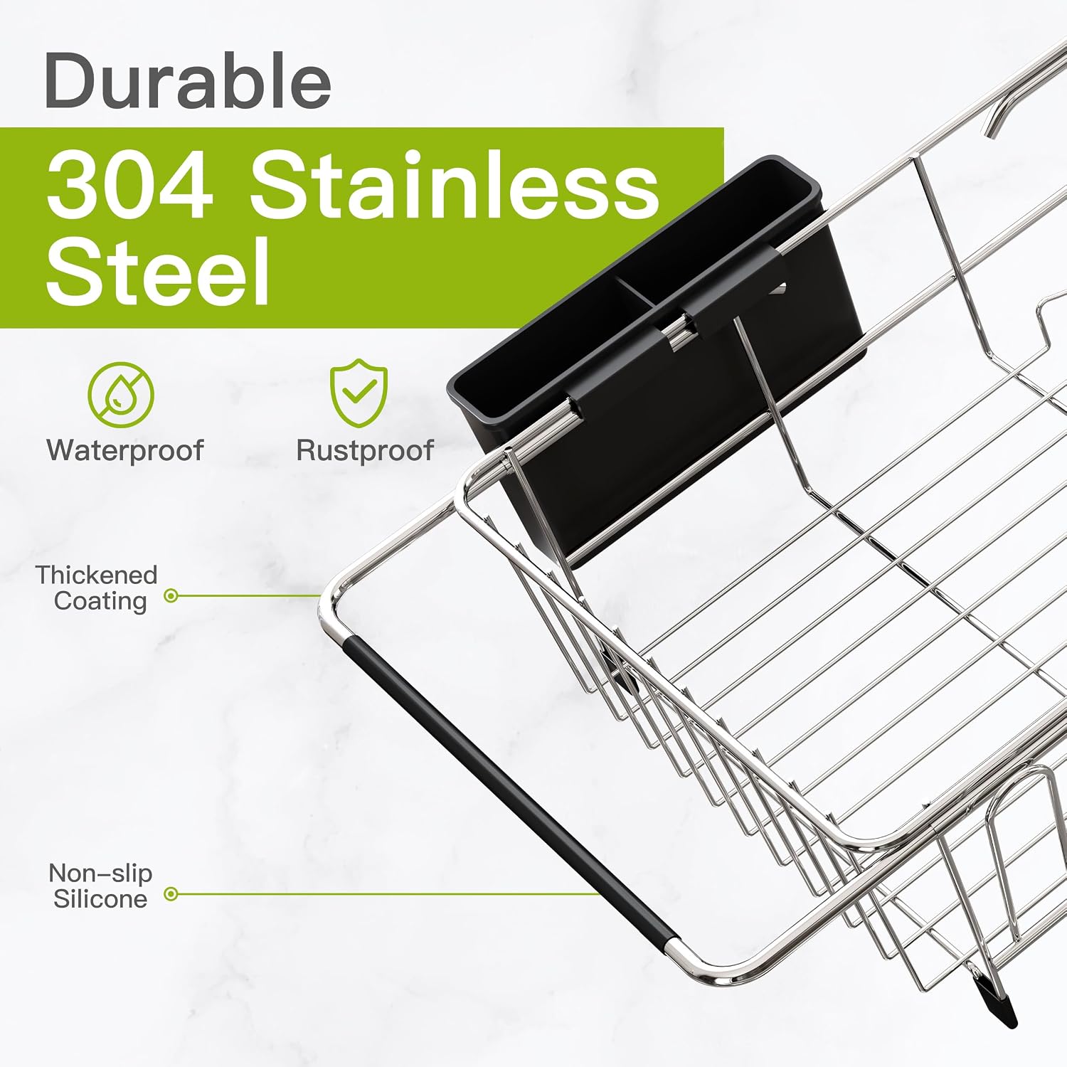 Dish Drying Rack in Sink, Dish Drainer with Cup and Utensil Holder