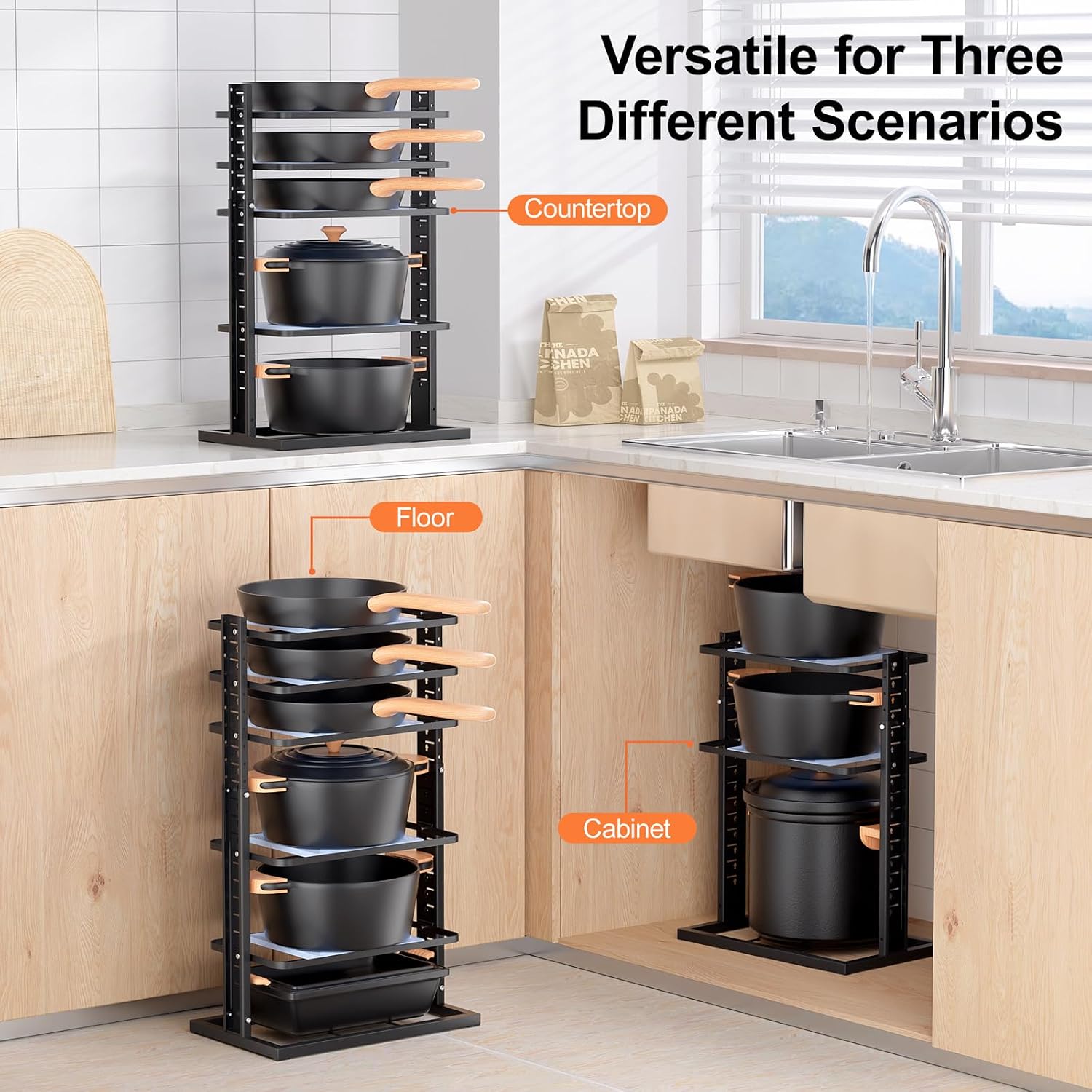 Pots and Pans Organizer for under Cabinet,