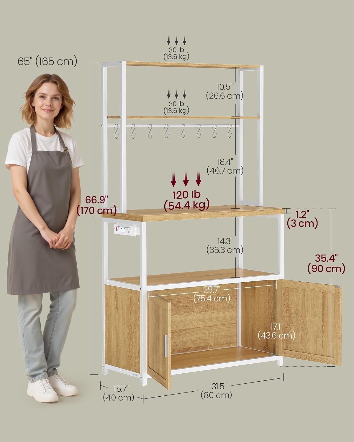 Kitchen Bakers Rack with Power Outlet