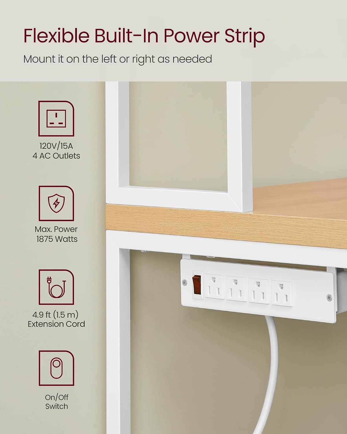 Kitchen Bakers Rack with Power Outlet
