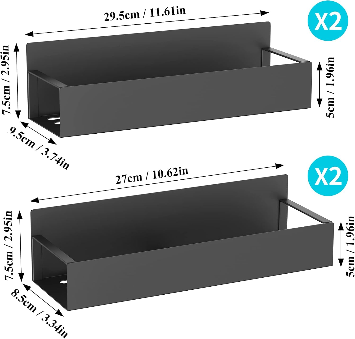 Metal Magnetic Spice Rack for Refrigerator Black