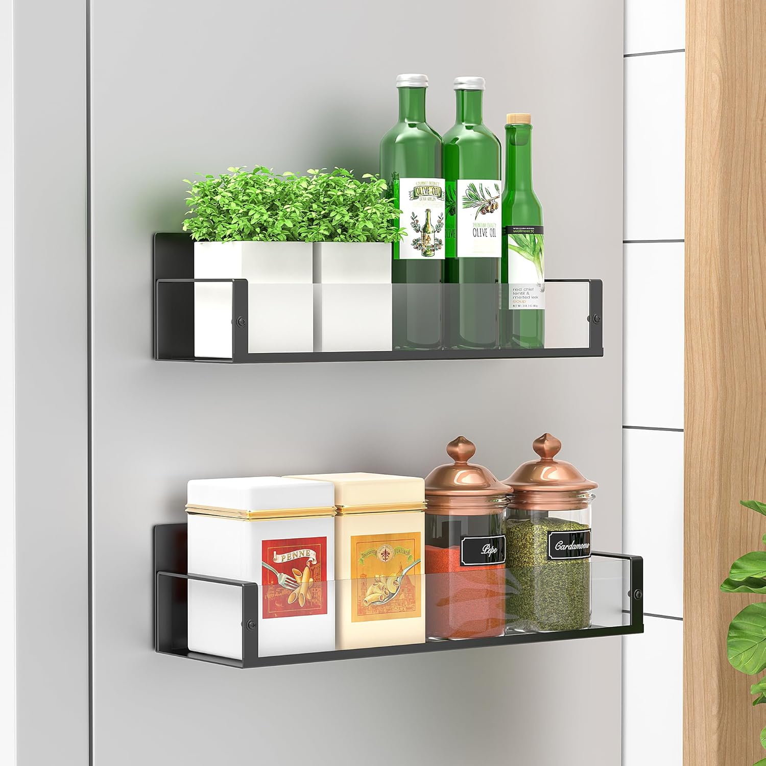Metal Magnetic Spice Rack for Refrigerator Black