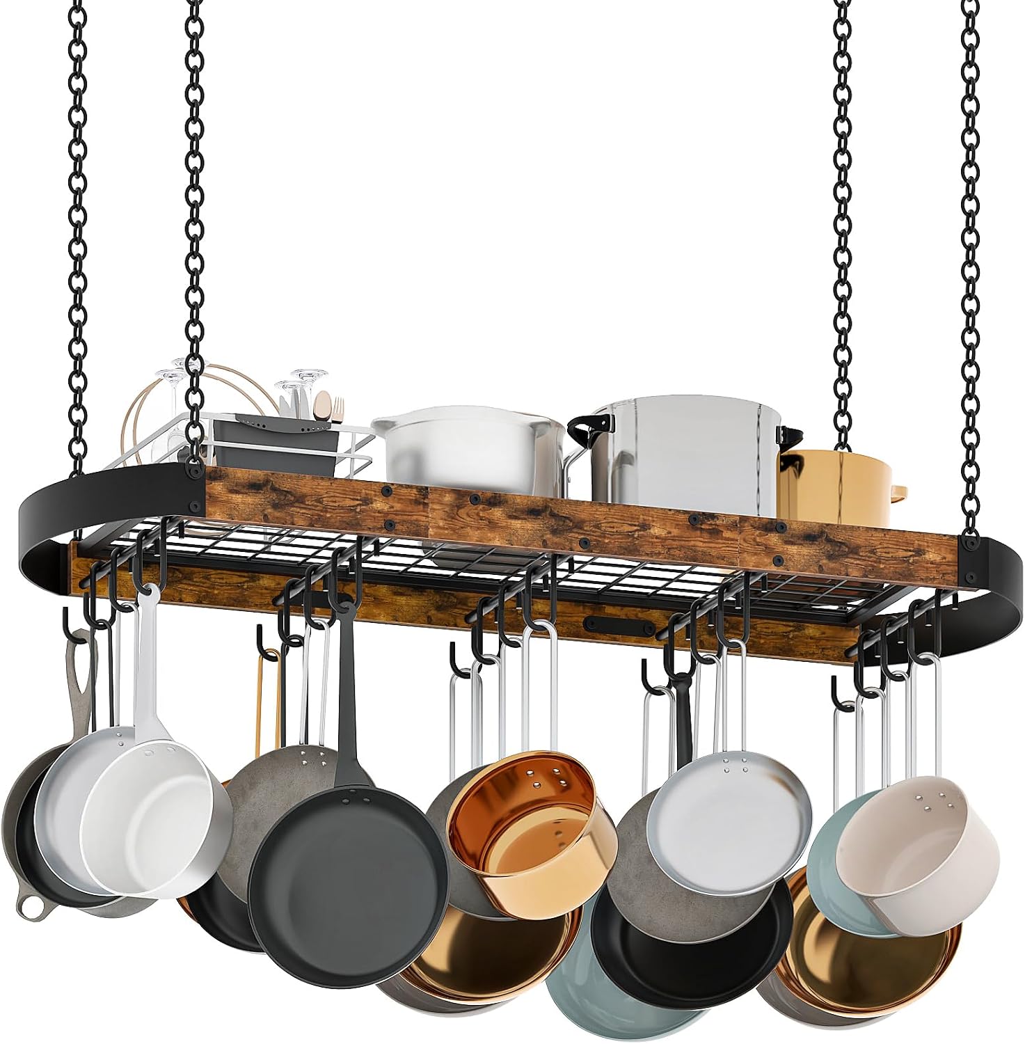 Hanging Pot Rack, Space-Saving Pot Hanger for Kitchen