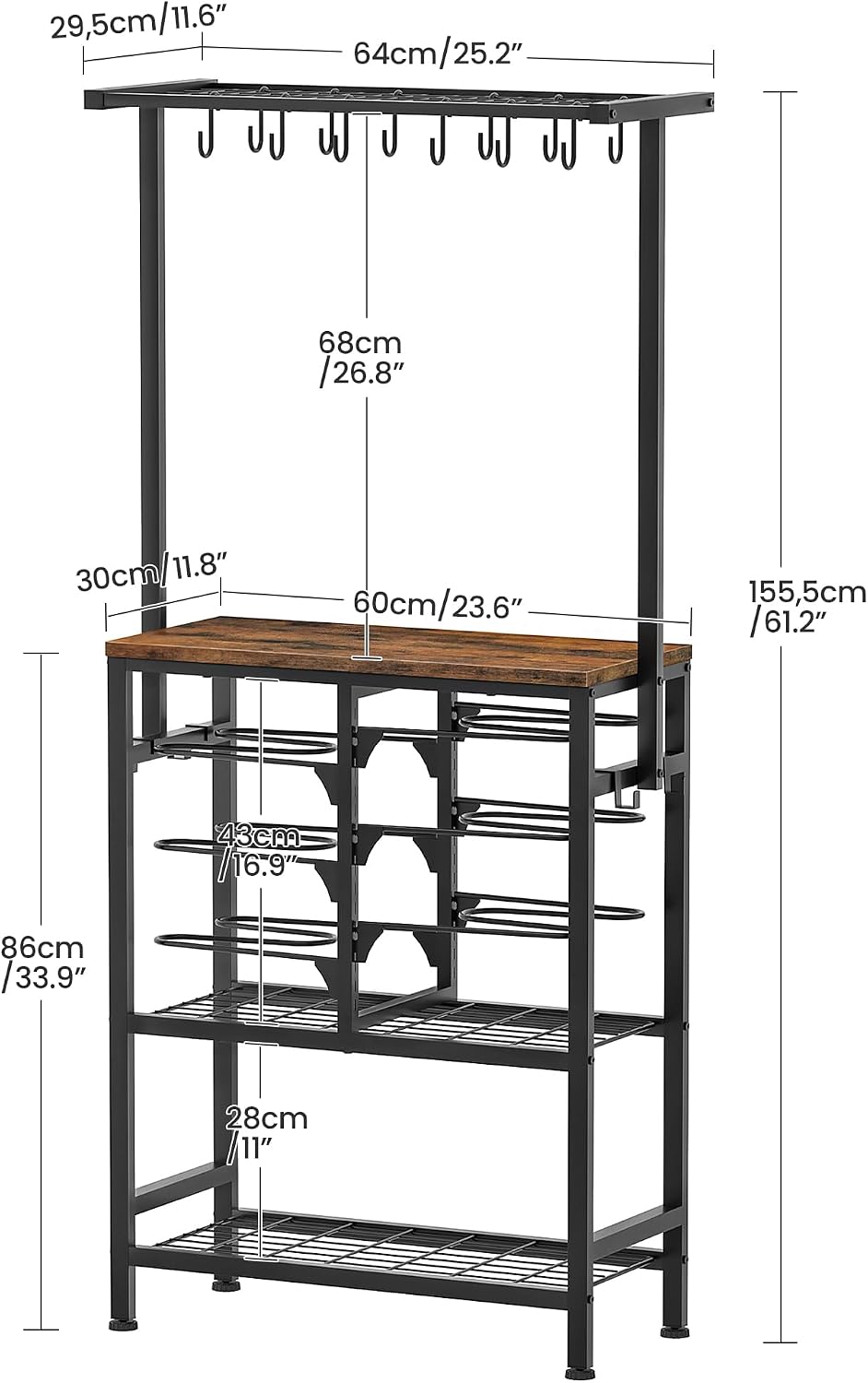 Pots and Pans Organizer Rack, Kitchen Bakers Rack, Multi-Tier Storage Shelf, Kitchen Island Table, Cooking Rack with Pots and Pans Storage