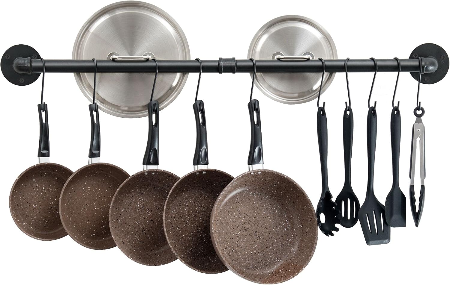 38'' Pot Rack Wall Mounted, Iron Pipe Hanging Pot Rack, 14 S Hooks