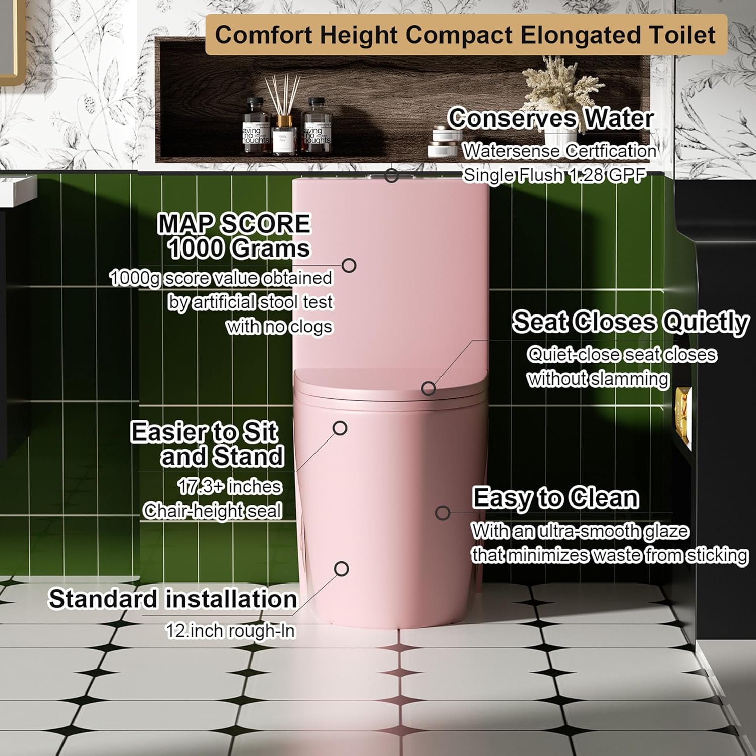 Dual Flush One Piece Toilets for Bathrooms