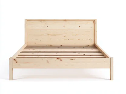 Cama doble de madera maciza - 205x165x92 cm - color madera - dormitorio estilo natural-Havengoly