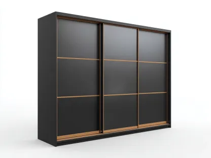 Armario de Madera Negra 200x60x210 cm-Negro-Estilo Moderno-Havengoly