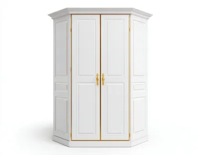 Armario Esquinero Madera Lacada Blanca 80x80x200 cm-Blanco-Estilo Clásico-Havengoly