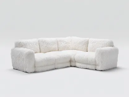 Sofá rinconero Tela de Felpa 280x180x85 cm-Blanco-Estilo Moderno-Havengoly