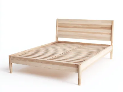 Cama doble de madera maciza - 210x168x94 cm - color madera - dormitorio estilo natural-Havengoly