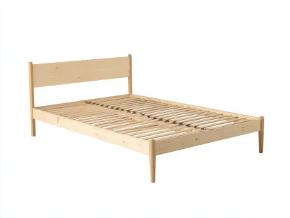 Cama doble de madera maciza - 205x165x95 cm - color madera - dormitorio estilo natural moderno-Havengoly