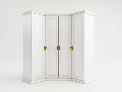 Armario Esquinero en L Madera Lacada Blanca 200x80x200 cm-Blanco-Estilo Clásico-Havengoly