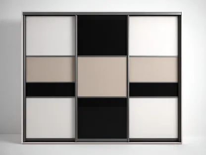 Armario de Madera con Puertas Correderas 220x60x210 cm-Blanco / Negro / Beige-Estilo Moderno-Havengoly