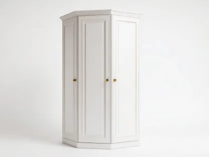 Armario Esquinero Madera Lacada Blanca 80x80x200 cm-Blanco-Estilo Clásico-Havengoly