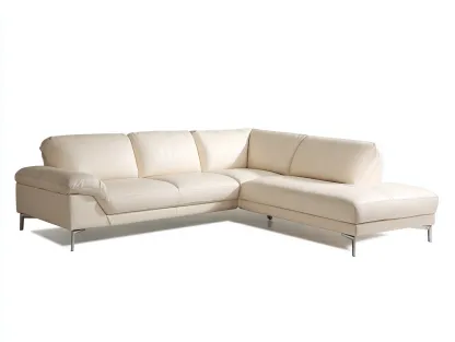 Sofá rinconero cuero sintético 285x175x85 cm-Crema-Diseño moderno para salón-Havengoly