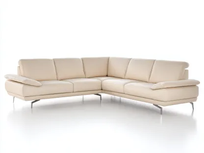 Sofá rinconero cuero sintético acolchado 300x185x88 cm-Crema-Diseño moderno para salón-Havengoly