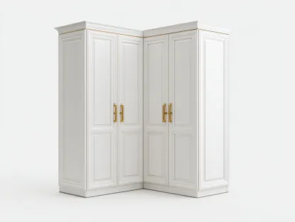 Armario Esquinero en L Madera Lacada Blanca 160x80x200 cm-Blanco-Estilo Clásico-Havengoly
