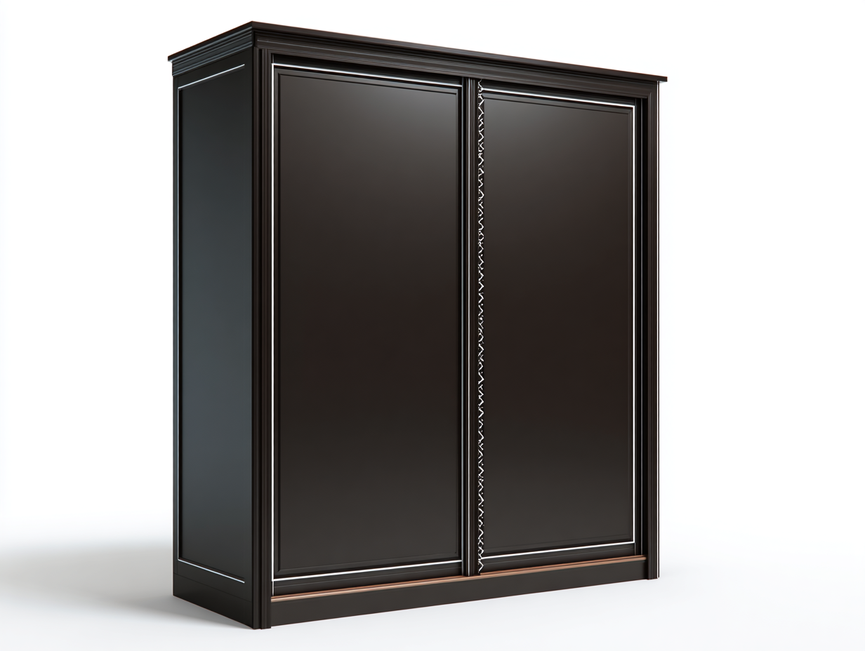 Armario con puertas correderas madera 200x60x210 cm-negro/marrón-estilo clásico para dormitorio-Luxeuphub