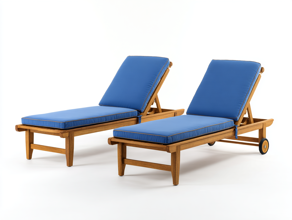 Tumbona exterior madera maciza con cojín 201x71x95 cm-Azul-Diseño reclinable para jardín y terraza-Luxeuphub