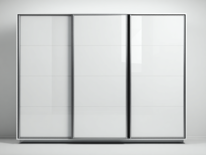 Armario ropero con puertas correderas panel y marco metálico 240x60x215 cm-Blanco / Gris claro-Diseño moderno para dormitorio-Luxeuphub