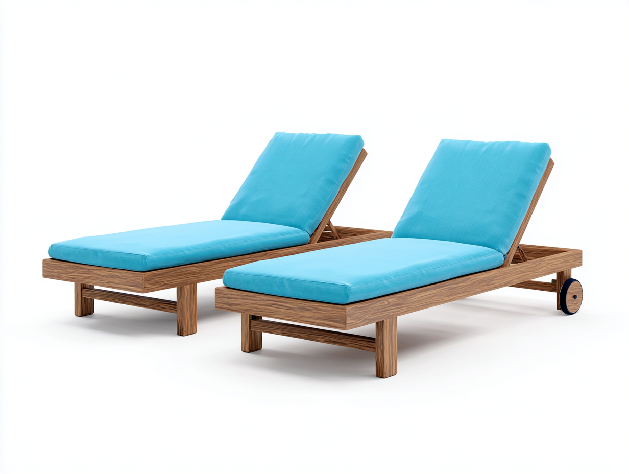 Tumbona exterior madera maciza con cojín 200x74x94 cm-Azul claro-Diseño reclinable para jardín y terraza-Luxeuphub