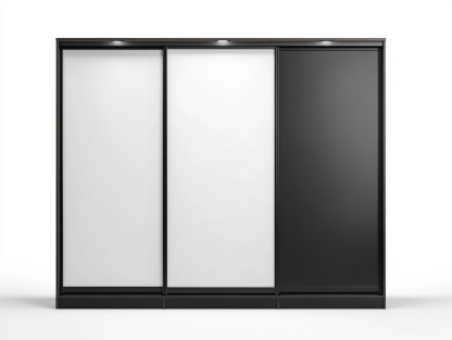 Armario ropero con puertas correderas metal y panel 240x60x210 cm-Negro / Gris claro-Diseño moderno para dormitorio-Luxeuphub