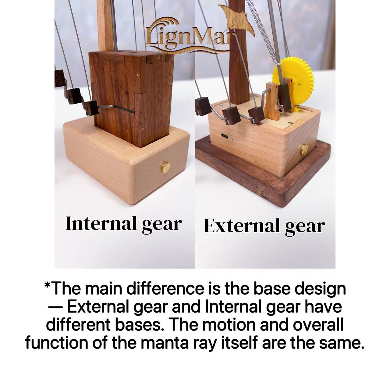 Handcrafted Wooden Manta Ray Automaton