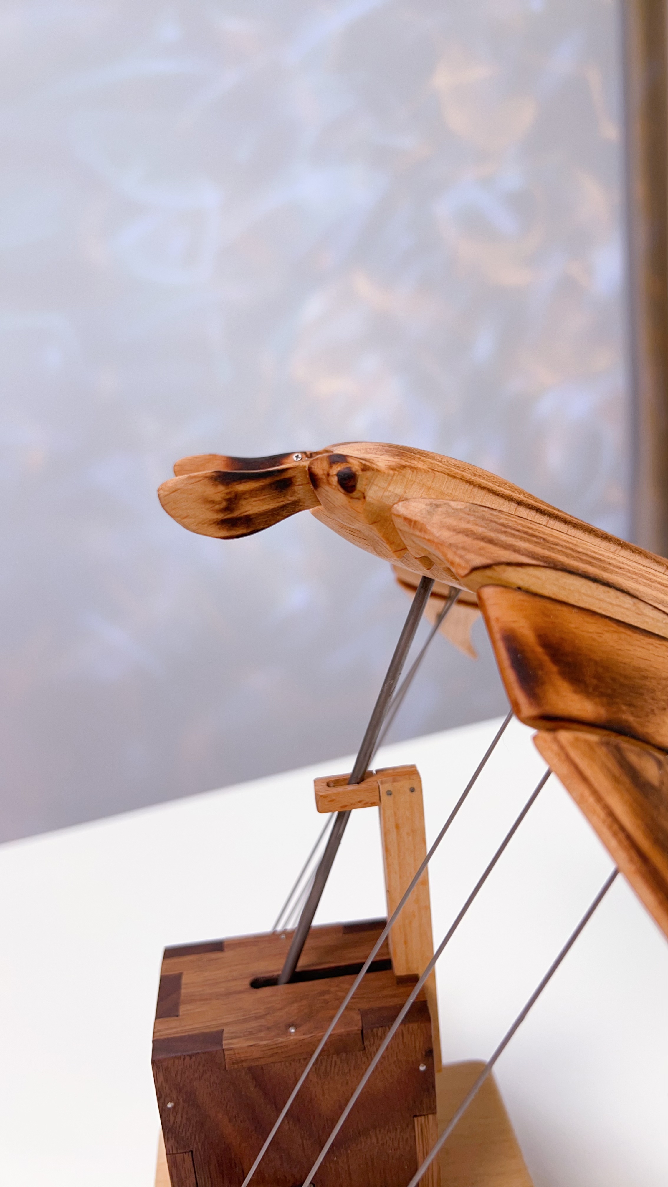 Handcrafted Wooden Manta Ray Automaton