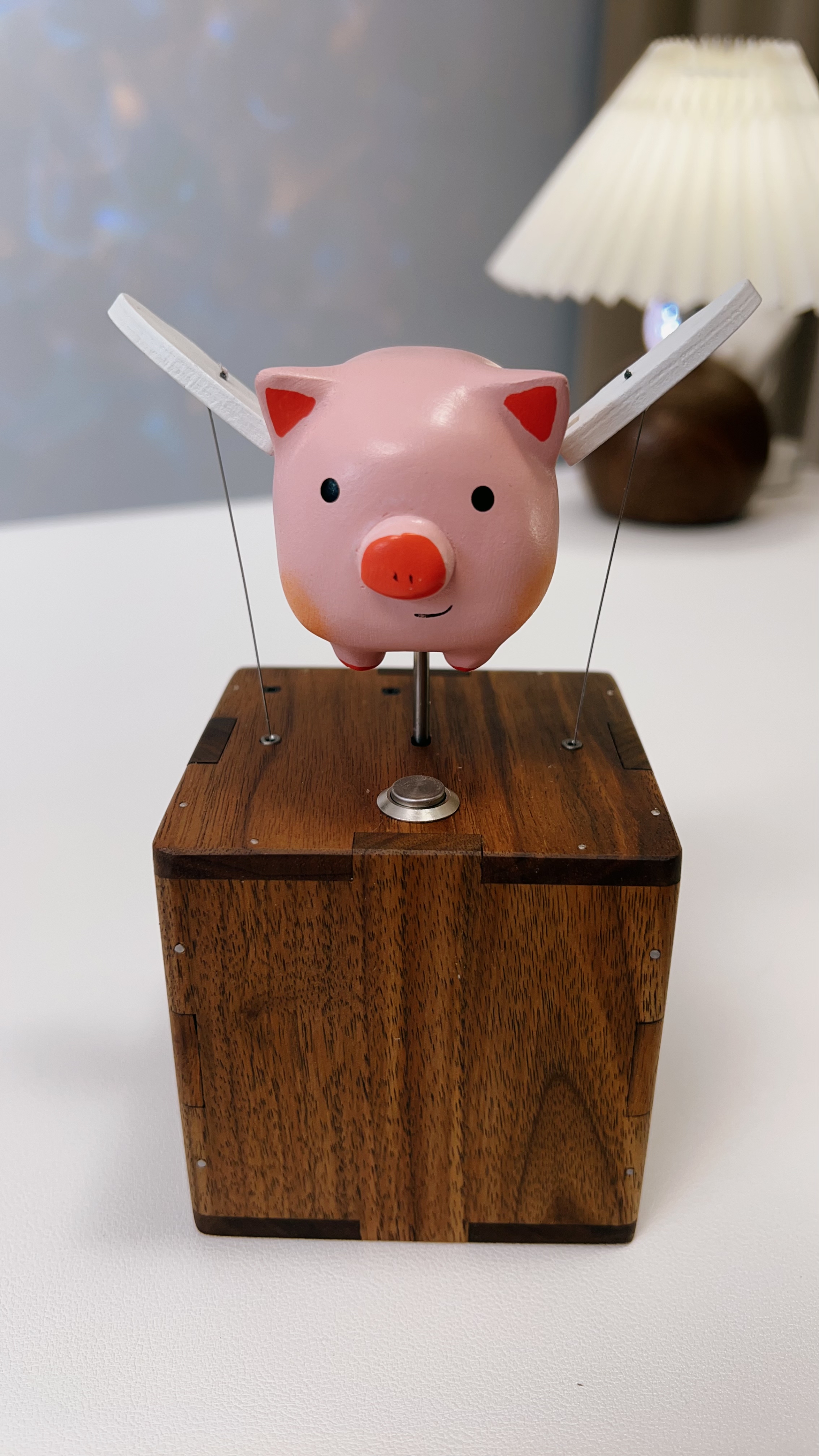 Handcrafted   Wooden   Angel   Pig   Automaton