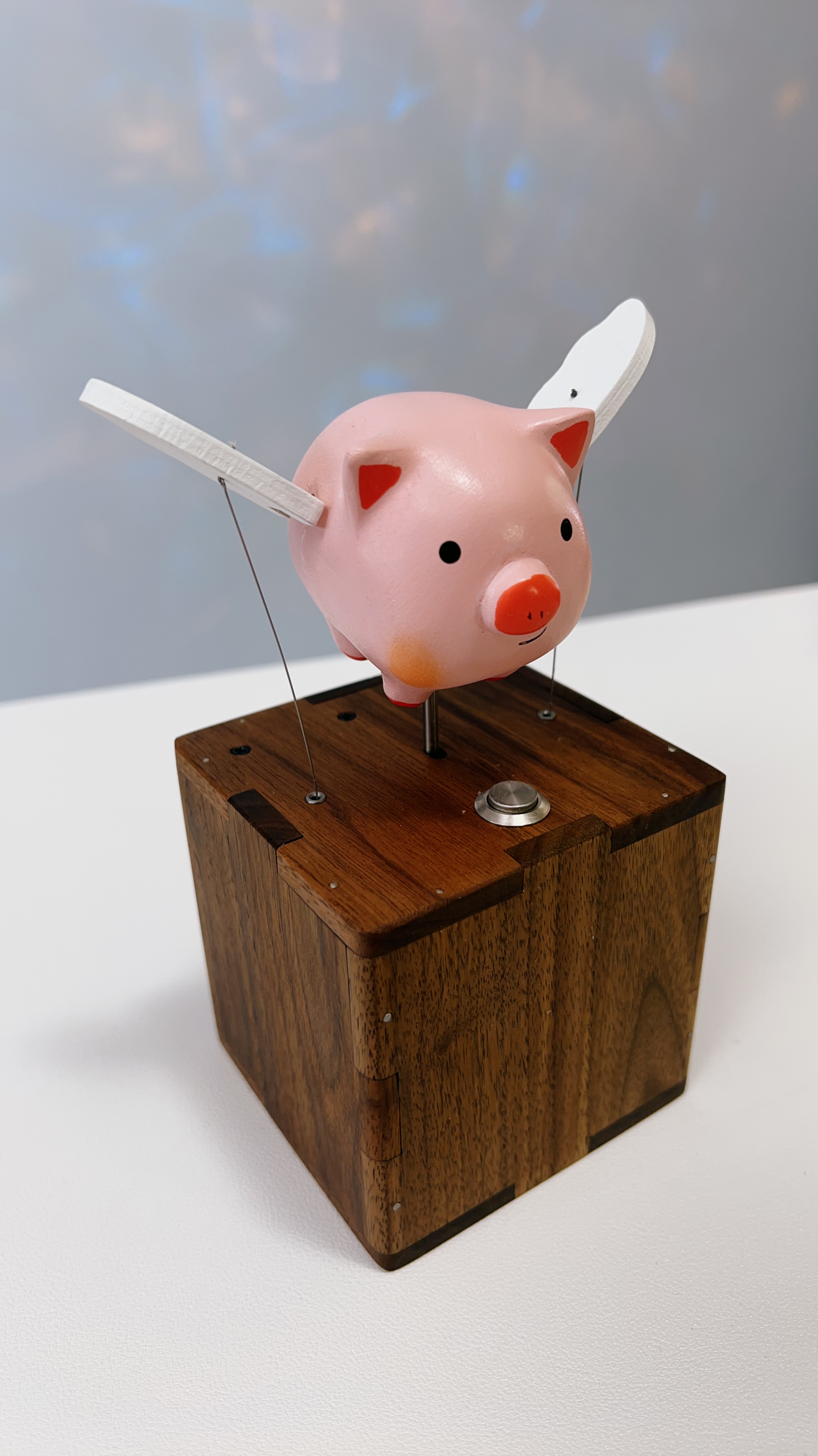 Handcrafted   Wooden   Angel   Pig   Automaton