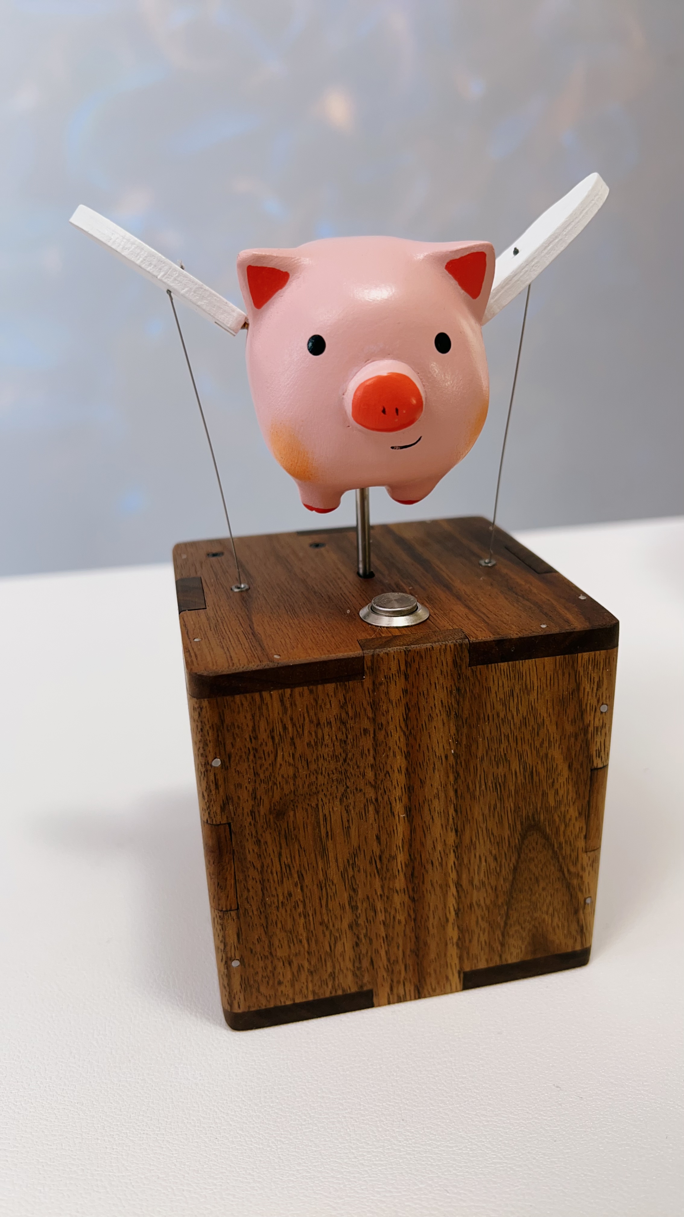 Handcrafted   Wooden   Angel   Pig   Automaton