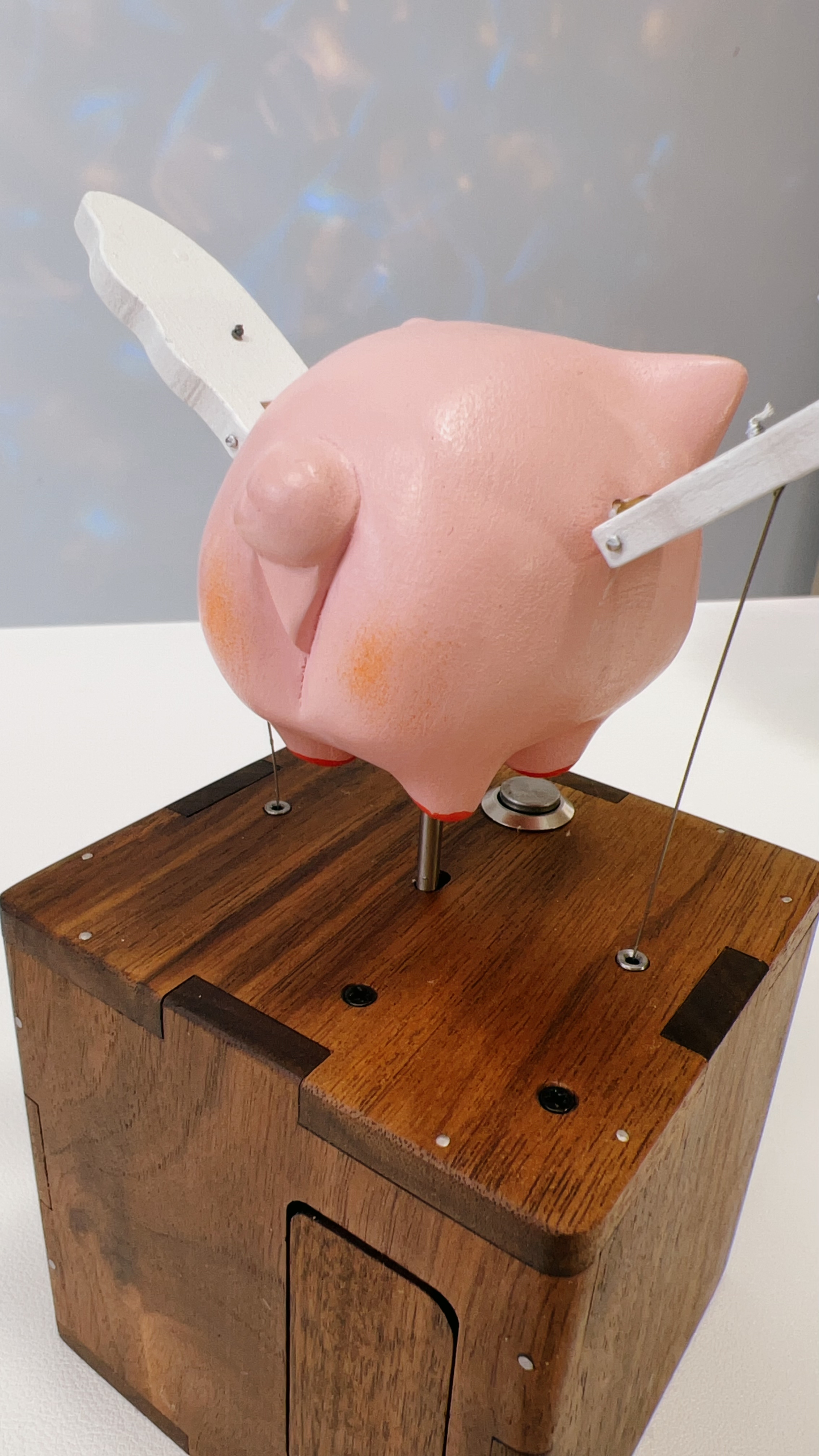 Handcrafted   Wooden   Angel   Pig   Automaton