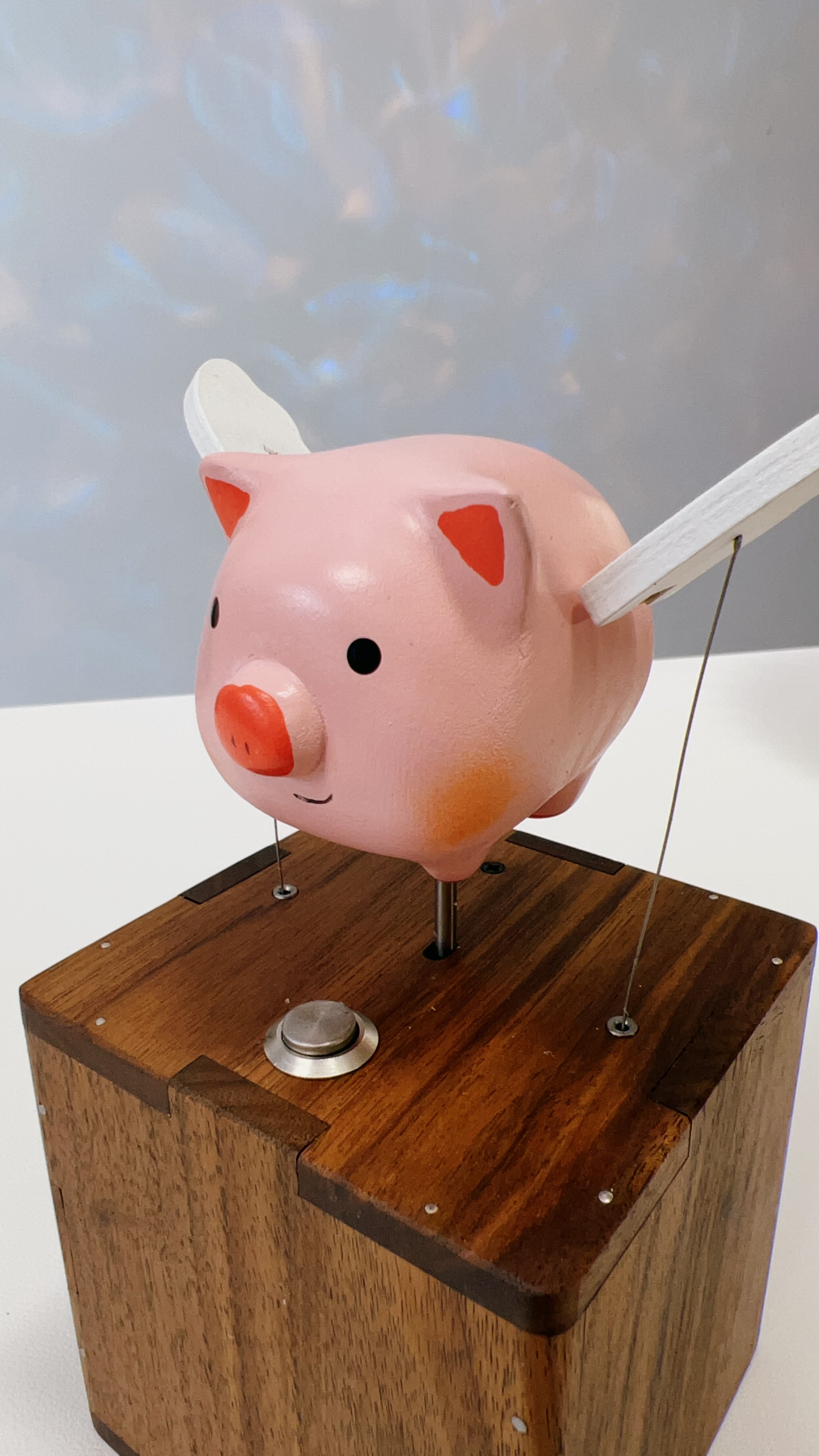 Handcrafted   Wooden   Angel   Pig   Automaton