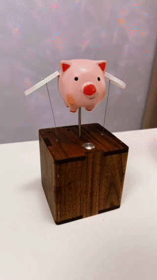 Handcrafted   Wooden   Angel   Pig   Automaton