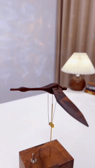 Handcrafted Walnut Swan Automaton