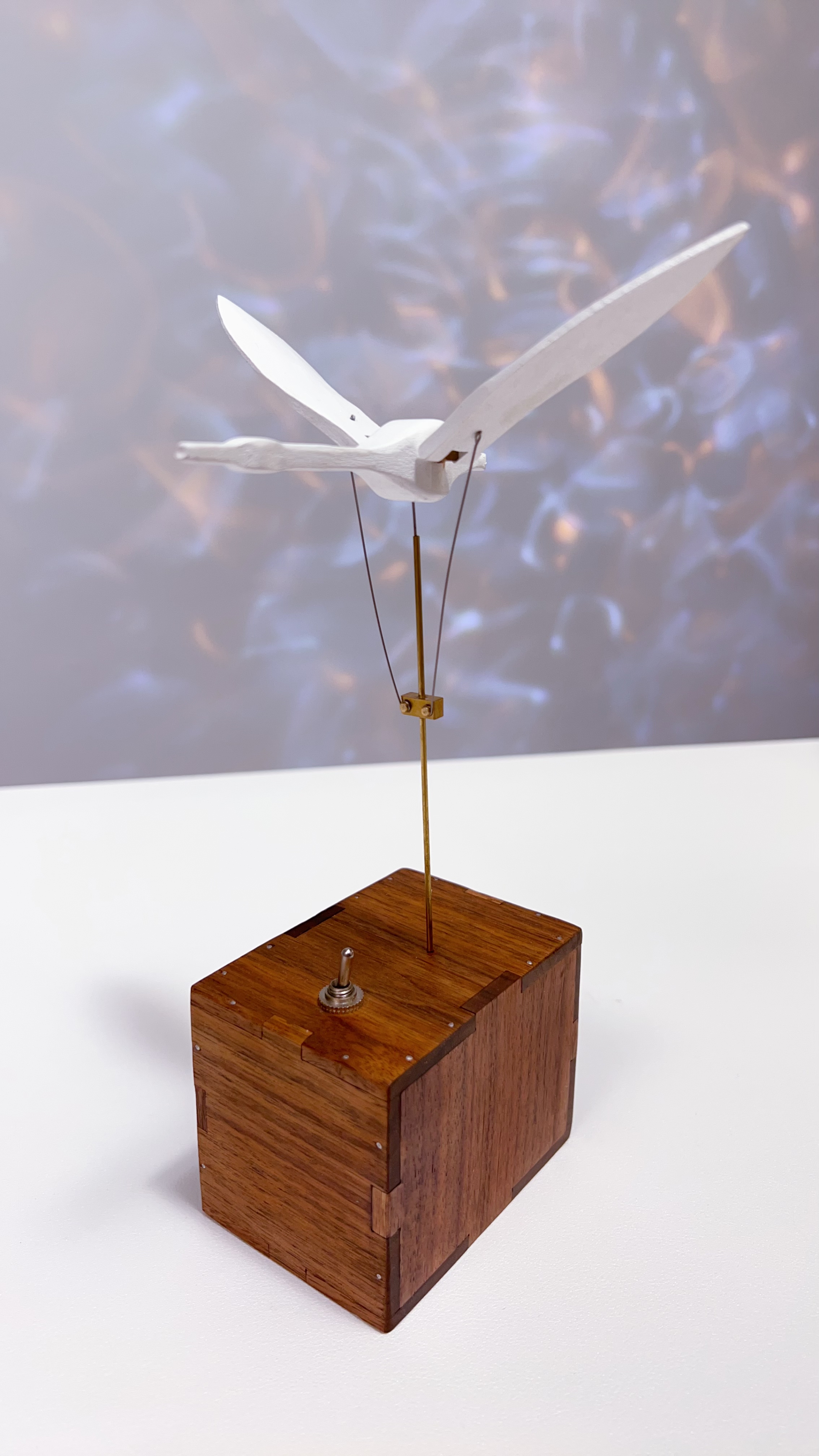Handcrafted White Walnut Swan Automaton