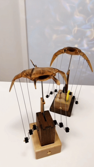 Handcrafted Wooden Manta Ray Automaton