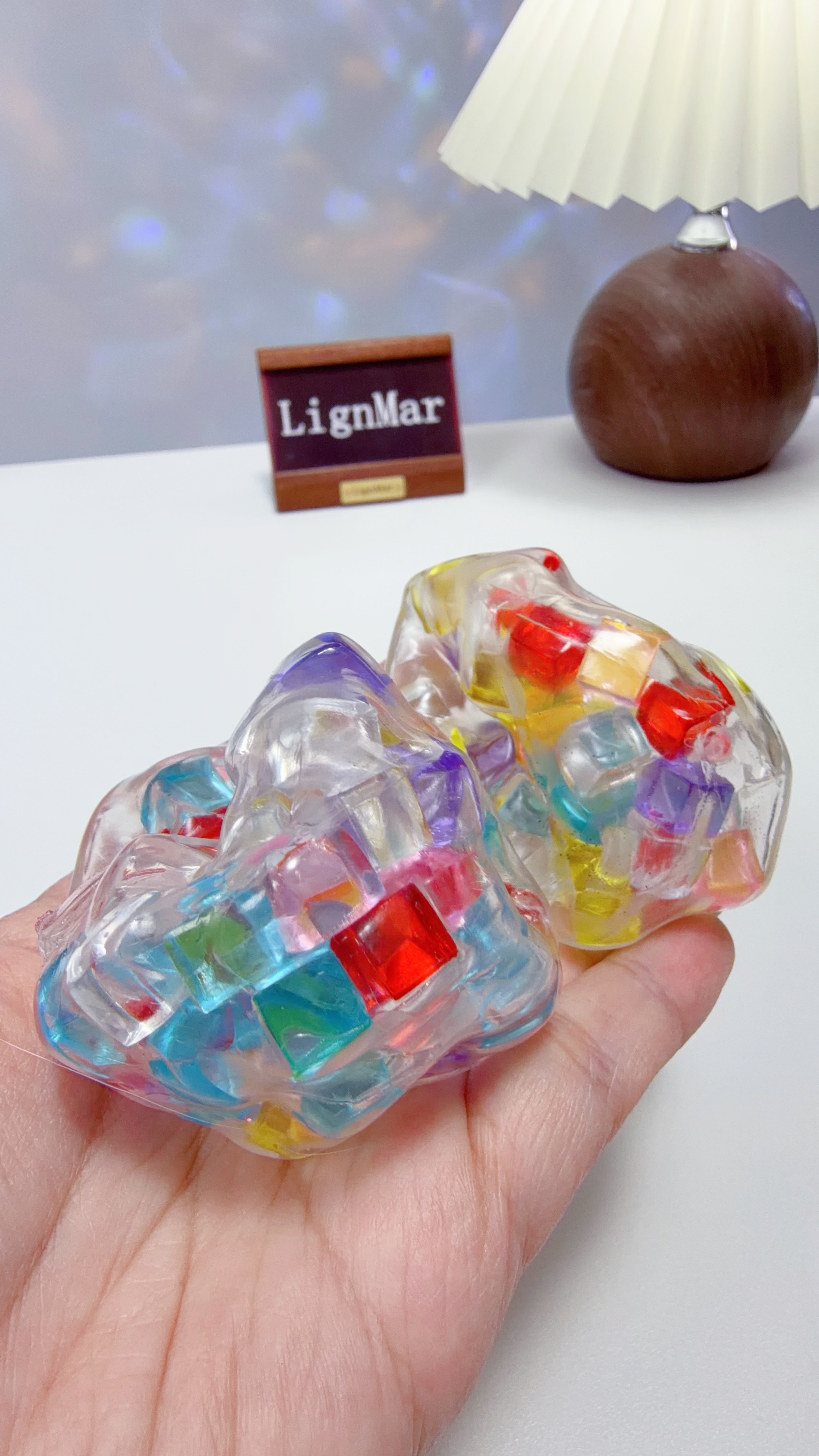 Rainbow Cube Clear Squishy Ball