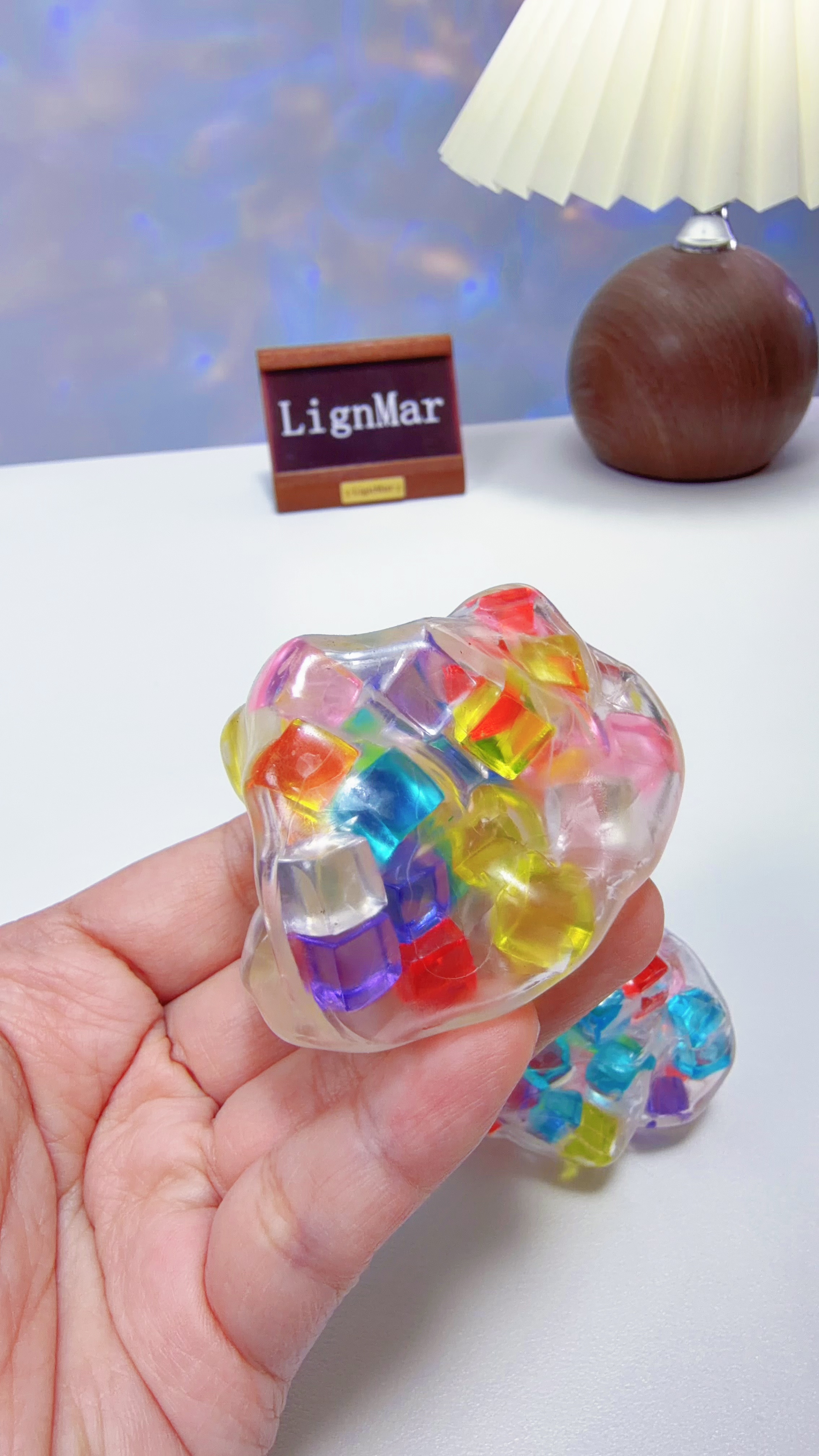 Rainbow Cube Clear Squishy Ball