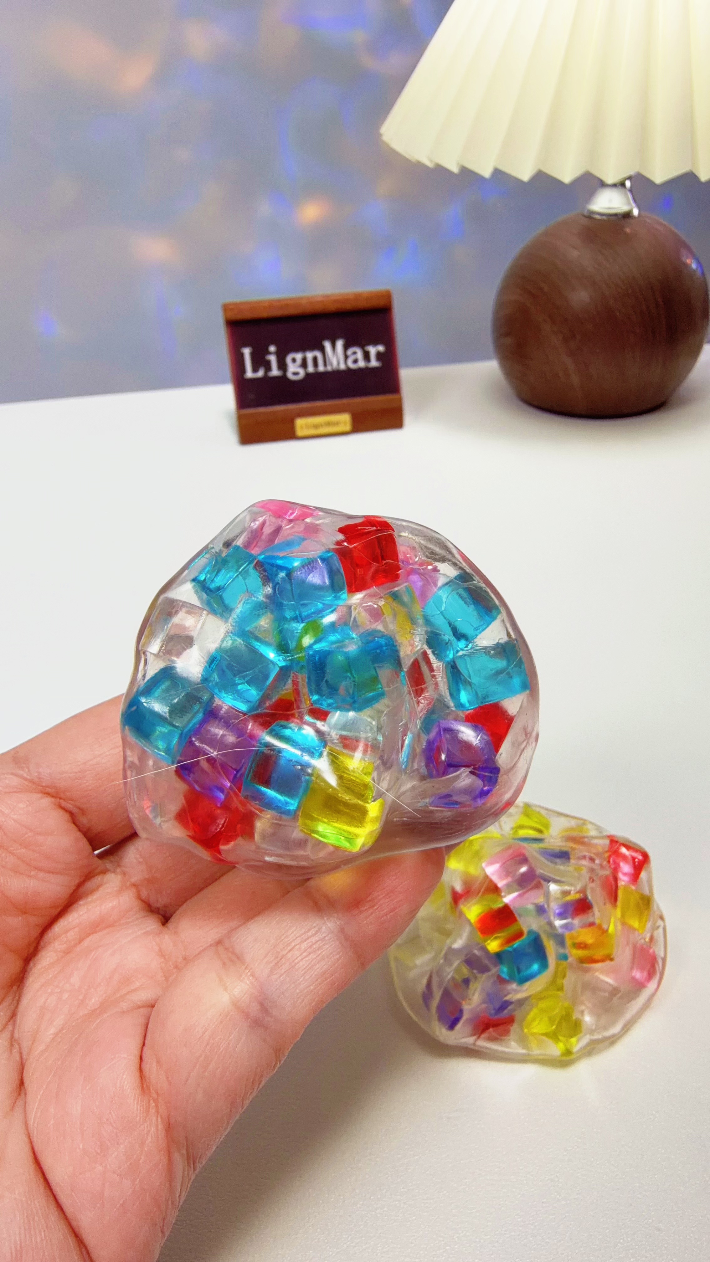 Rainbow Cube Clear Squishy Ball
