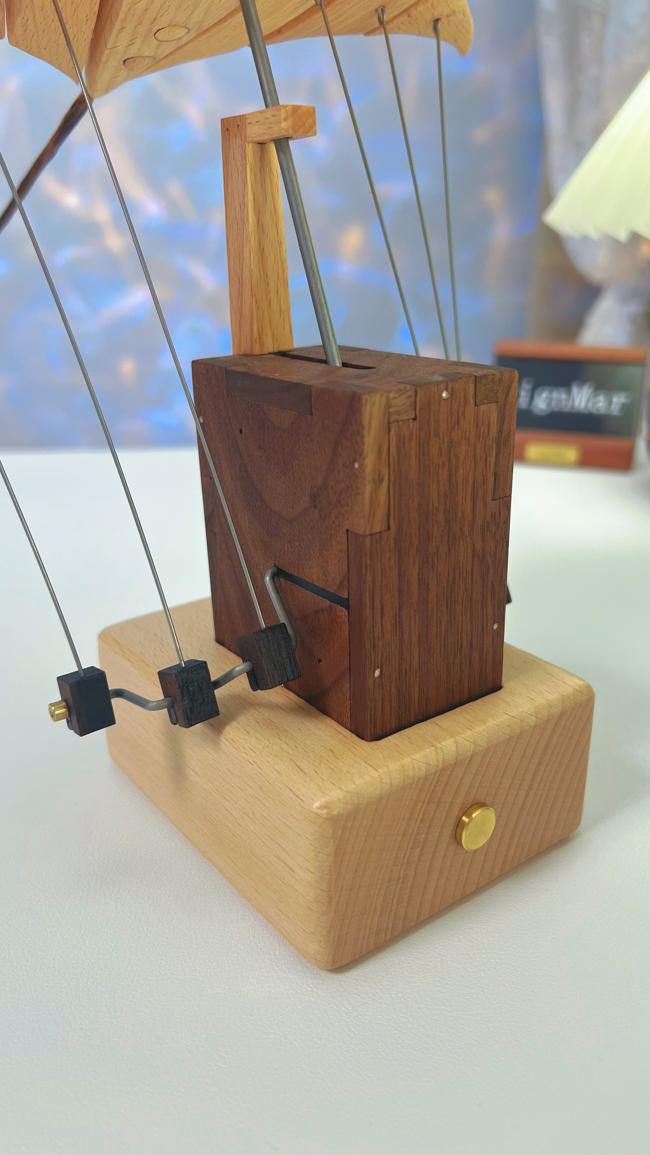 Handcrafted Wooden Manta Ray Automaton