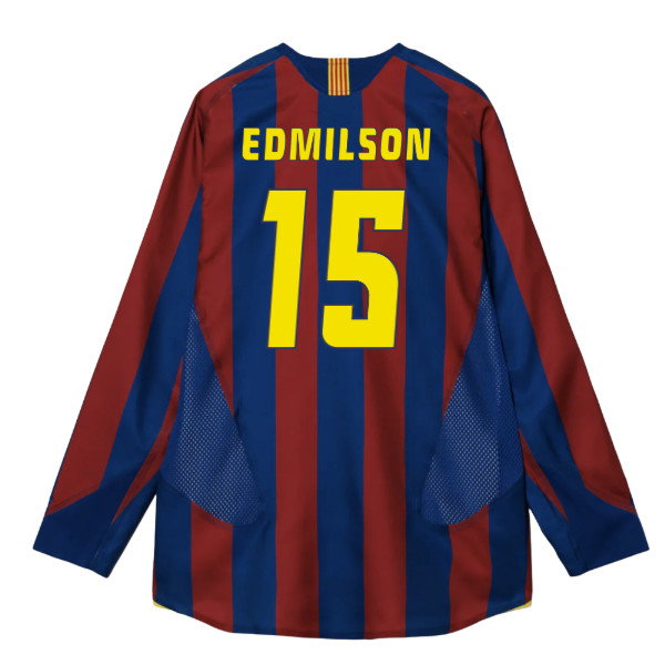 2005-2006 Barcelona T90 Reissue LS Home Shirt (Edmilson 15)-SoccerKits Hub | Buy Soccer Jerseys Online