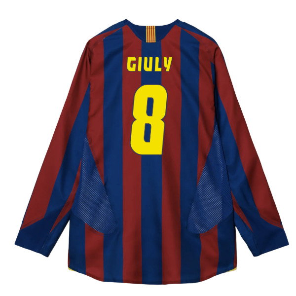 2005-2006 Barcelona T90 Reissue LS Home Shirt (Giuly 8)-SoccerKits Hub | Buy Soccer Jerseys Online