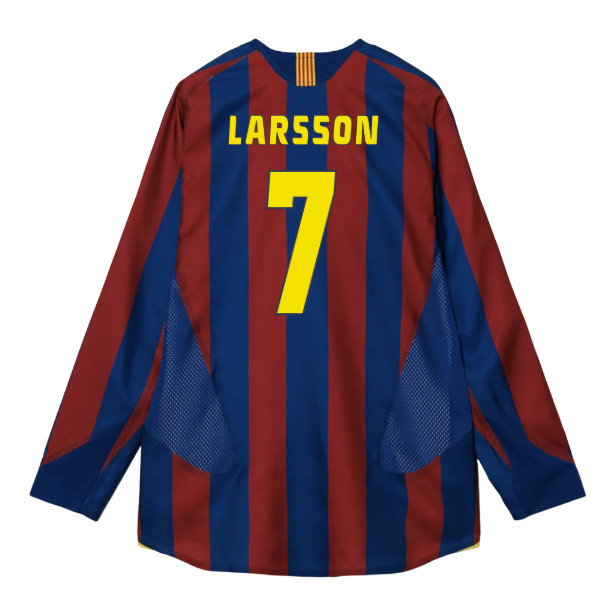 2005-2006 Barcelona T90 Reissue LS Home Shirt (Larsson 7)-SoccerKits Hub | Buy Soccer Jerseys Online